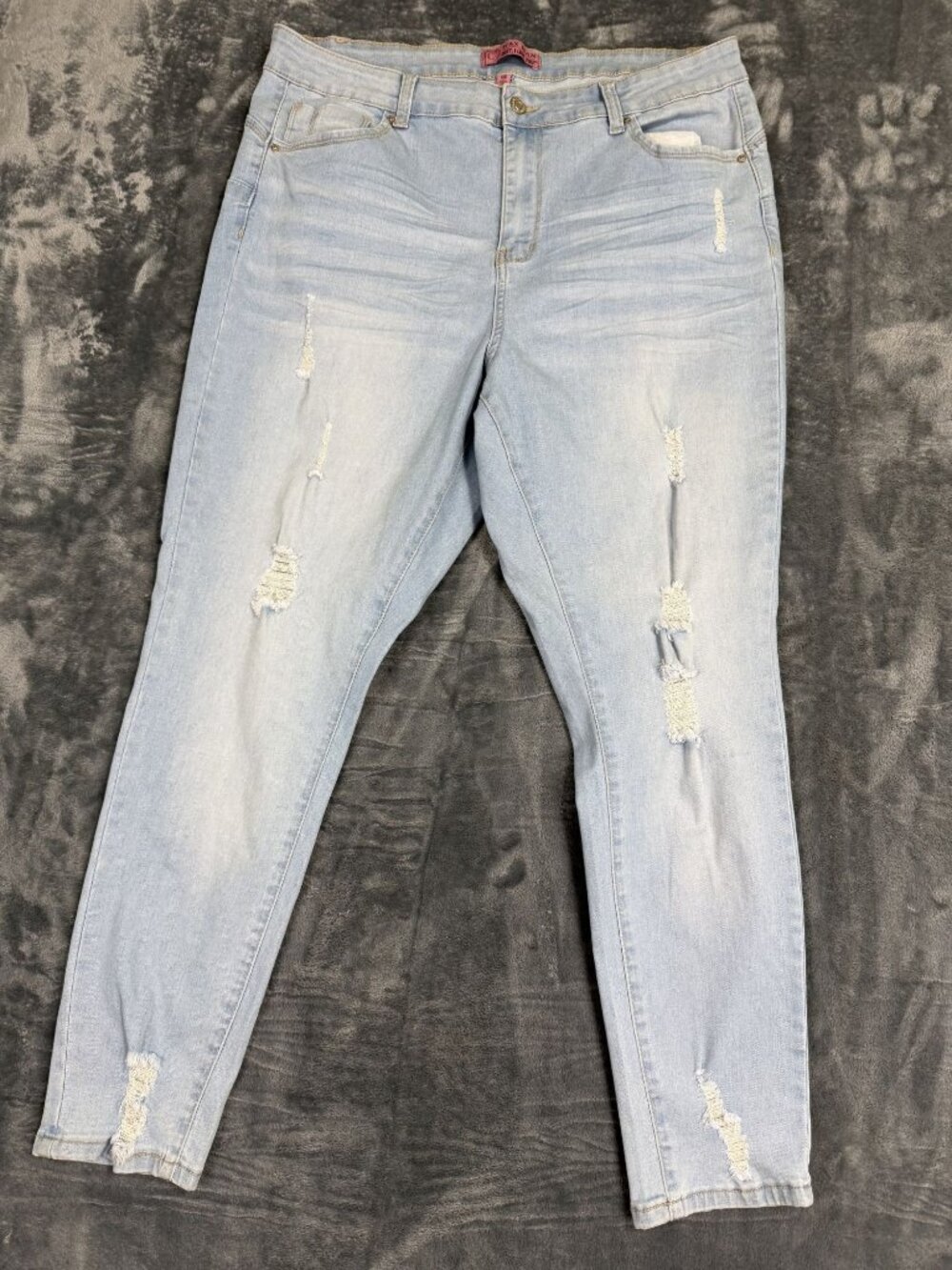 Wax Jean Light Wash Distressed Skinny Jeans Size 18 Mid Rise Ripped Denim Womens